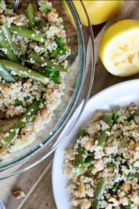 quinoa salad in a bowl and served on a plate