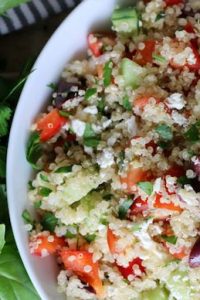 bowl of mediterranean quinoa salad